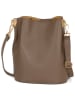 Mia Tomazzi Leren schoudertas taupe - (B)20 x (H)23 x (D)14 cm