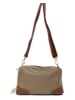 Mia Tomazzi Leder-Umhängetasche ''Condino'' in Taupe - (B)25 x (H)15 x (T)10 cm