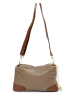 Mia Tomazzi Leder-Umhängetasche ''Condino'' in Taupe - (B)25 x (H)15 x (T)10 cm