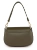 Mia Tomazzi Leren schoudertas ''Ceresio'' kaki - (B)22 x (H)14 x (D)4,5 cm