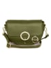 Mia Tomazzi Leren schoudertas ''Azario'' groen - (B)19 x (H)13 x (D)6 cm