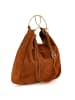 Mia Tomazzi Leren handtas "Tarabella" lichtbruin - (B)34 x (H)30 x (D)11 cm