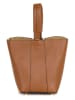 Mia Tomazzi Leren handtas lichtbruin - (B)15 x (H)21 x (D)15 cm