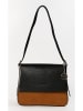Mia Tomazzi Leren schoudertas "Viminale" zwart/cognackleurig - (B)30 x (H)24 x (D)8 cm