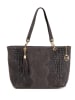 Mia Tomazzi Leder-Shopper "Cilento" in Dunkelgrau - (B)58 x (H)42 x (T)14 cm