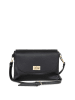 Mia Tomazzi Leder-Umhängetasche "Masaniello" in Schwarz - (B)25 x (H)19 x (T)2 cm
