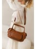 Mia Tomazzi Leren schoudertas ''Bechi'' lichtbruin - (B)32 x (H)19 x (D)12 cm