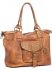 Mia Tomazzi Leder-Schultertasche "Sirio" in Hellbraun - (B)34 x (H)29 x (T)13 cm