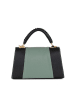 Mia Tomazzi Leder-Henkeltasche "Livenza" in Schwarz/ Grün - (B)26 x (H)16 x (T)9 cm