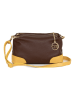 Mia Tomazzi Leder-Umhängetasche "Condino" in Dunkelbraun/ Gelb - (B)25 x (H)15 x (T)10 cm