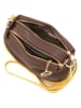Mia Tomazzi Leder-Umhängetasche "Condino" in Dunkelbraun/ Gelb - (B)25 x (H)15 x (T)10 cm
