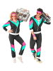 Carnival Party 2tlg. Kostüm "80er Jahre Trainingsanzug" in Schwarz/ Türkis/ Pink