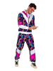 Carnival Party 2tlg. Kostüm "80er Jahre Trainingsanzug" in Schwarz/ Bunt