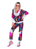 Carnival Party 2tlg. Kostüm "80er Jahre Trainingsanzug" in Schwarz/ Bunt