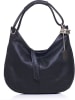 Anna Morellini Leder-Schultertasche "Alba" in Schwarz - (B)38 x (H)34 x (T)10 cm