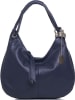 Anna Morellini Leder-Schultertasche "Alba" in Dunkelblau - (B)38 x (H)34 x (T)10 cm