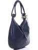 Anna Morellini Leder-Schultertasche "Alba" in Dunkelblau - (B)38 x (H)34 x (T)10 cm