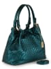 Anna Morellini Leren handtas "Eloisa" turquoise - (B)38 x (H)28 x (D)16 cm