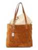 Anna Morellini Leder-Schultertasche "Fiorisa" in Hellbraun - (B)34 x (H)30 x (T)14 cm