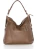 Mia Tomazzi Leder-Schultertasche "Castello" in Taupe - (B)35 x (H)29 x (T)12 cm