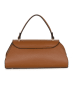 Mia Tomazzi Leder-Henkeltasche "Bardelli" in Hellbraun - (B)33 x (H)15 x (T)15 cm