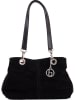 Lia Biassoni Leder-Schultertasche "Alvo" in Schwarz - (B)32 x (H)20 x (T)14 cm