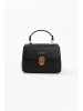 Lia Biassoni Leder-Henkeltasche in Schwarz - (B)23 x (H)16 x (T)12 cm