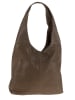 ORE10 Leder-Schultertasche "Vercelli" in Taupe - (B)40 x (H)30 x (T)14 cm