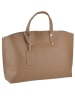 ORE10 Leder-Henkeltasche "Avocetta" in Taupe - (B)48 x (H)30 x (T)12 cm