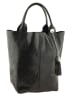 ORE10 Leren shopper "Laura" zwart - (B)38 x (H)41 x (D)20 cm