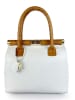 ORE10 Leder-Henkeltasche "Roser" in Weiß/ Hellbraun - (B)24 x (H)27 x (T)17 cm