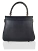 ORE10 Leder-Henkeltasche "Liman" in Schwarz - (B)22 x (H)22 x (T)12 cm