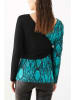 Milan Kiss Bluse in Schwarz/ Türkis