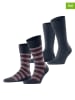 ESPRIT 2er-Set: Socken ''Scandi'' in Anthrazit/ Grau/ Rot