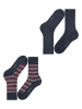 ESPRIT 2er-Set: Socken ''Scandi'' in Anthrazit/ Grau/ Rot