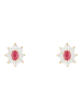 OR ÉCLAT Gold-Ohrstecker "Marguerite Rubis" mit Edelsteinen