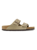 Birkenstock Leder-Pantoletten "Arizona" in Taupe - Weite S