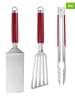 KitchenAid 3-częściowy zestaw w kolorze srebrno-czerwonym do grilla