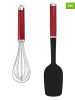 KitchenAid 2-delige bakset zilverkleurig/zwart/rood