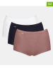 Sloggi Pełne figi high waist (3 pary) "Basic+" w kolorze brązowym, czarnym i białym