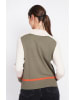 ASSUILI Pullover in Khaki/ Weiß/ Orange