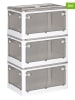 Joybos 3-delige set: opbergkisten grijs/wit - (B)47 x (H)24 x (D)36 cm