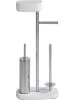Wenko WC-Garnitur mit Box "Rivazza" in Silber/ Weiß - (B)17 x (H)72,5 x (T)32 cm
