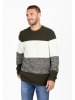 KEY LARGO Pullover "Jogi" in Khaki/ Grau/ Weiß