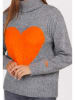 KEY LARGO Rollkragenpullover "Warm" in Grau/ Orange