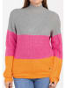 KEY LARGO Pullover "Cindy" in Grau/ Pink/ Orange