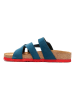 Comfortfusse Leren slippers blauw/rood