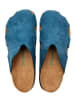 Comfortfusse Leder-Clogs in Blau