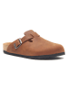 Comfortfusse Leder-Clogs in Braun