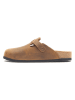 Comfortfusse Leder-Clogs in Hellbraun